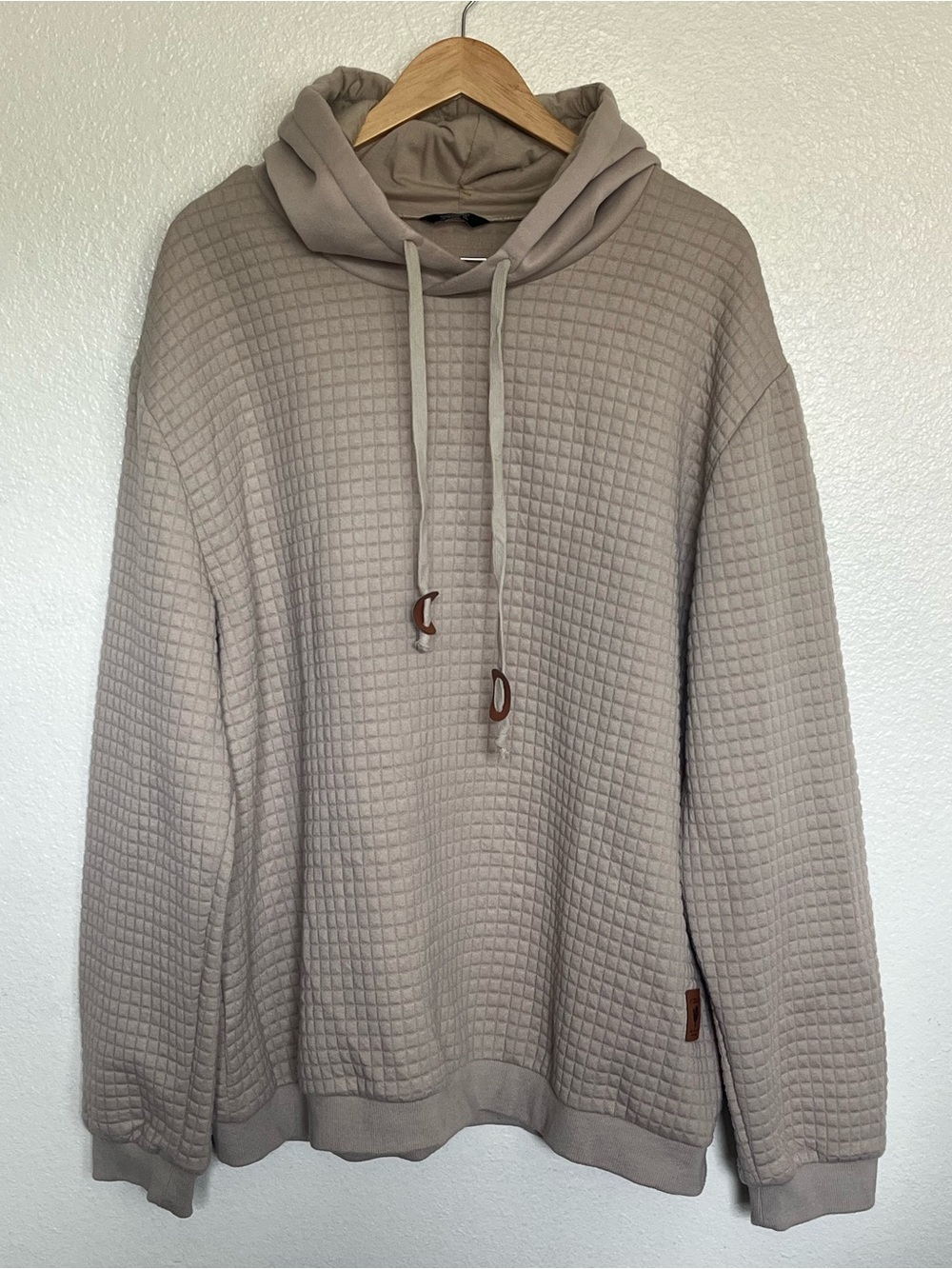 CoofandyMen's Taupe Quilted Hoodie Sweatshirt XXXL